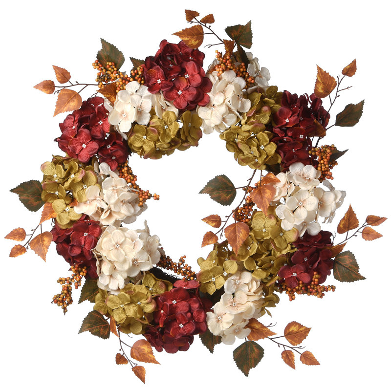 24" Autumn Harvest Hydrangea Wreath