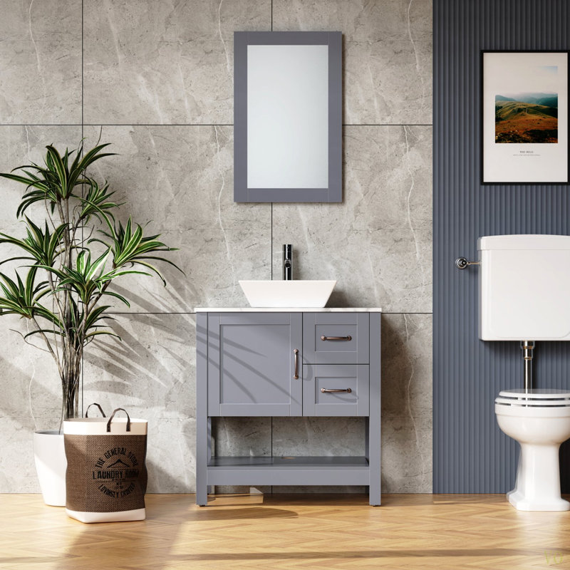 Combo de meuble-lavabo et lavabo 30 po avec robinet à miroir et drain