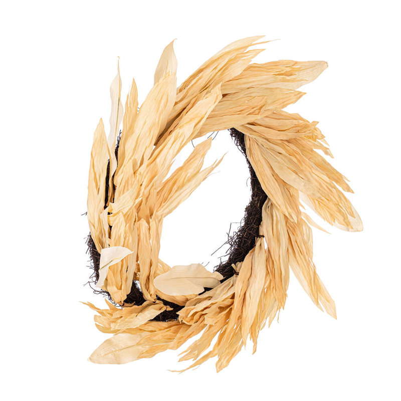 Vickerman 28" Artificial Cream Corn Husk Wreath.