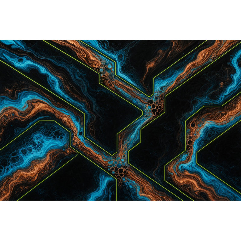 Papier peint marbré bleu sarcelle bleu néon, 140 po x 108 po, Non tissé