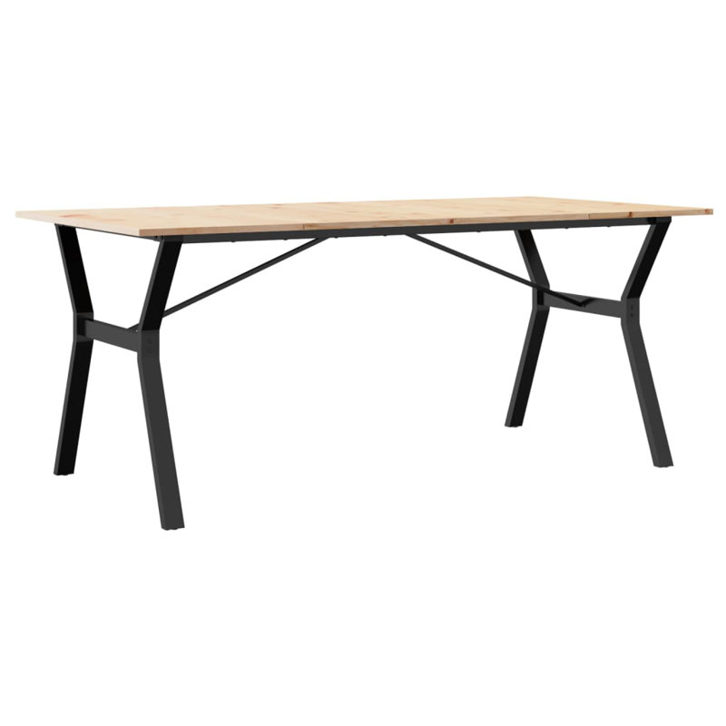 vidaXL Dining Table Y-Frame Solid Wood Pine and Steel, 75cm H x 180cm L x 90cm W