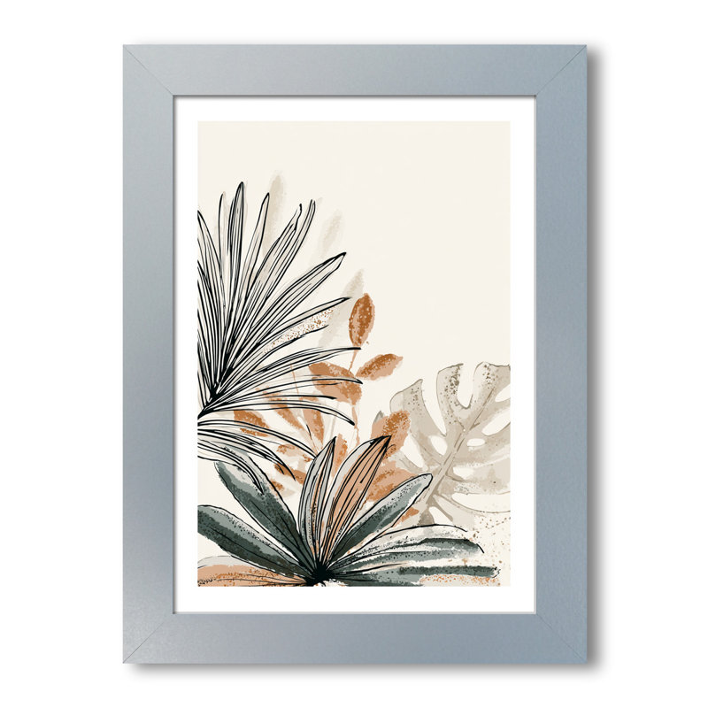 Nordic Botanical Wall Art - Home Decor Giclee Art Print of Palm Frond & Monstera, Scandi Brushwork Illustration in Sage and Terracotta Hues 1 Piece Wall Art