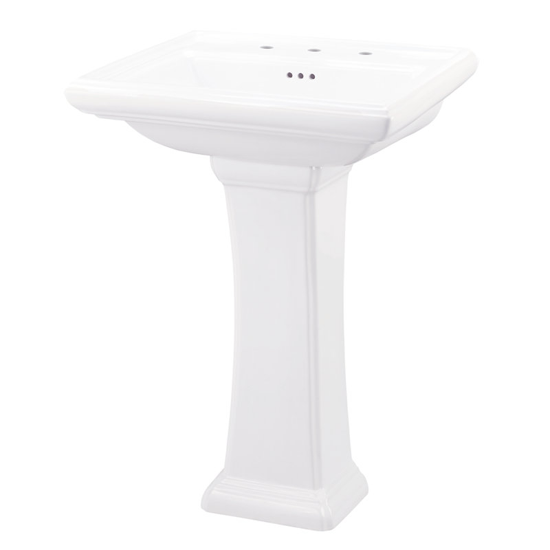 Lavabo de salle de bain rectangulaire en porcelaine vitreuse avec trop-plein Logan, Centres de 8 po