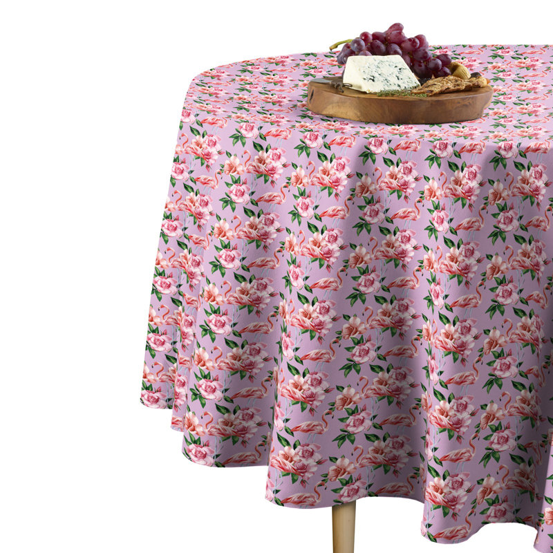 Fernagh Floral Flamingos Round Tablecloth, 70" x 70"
