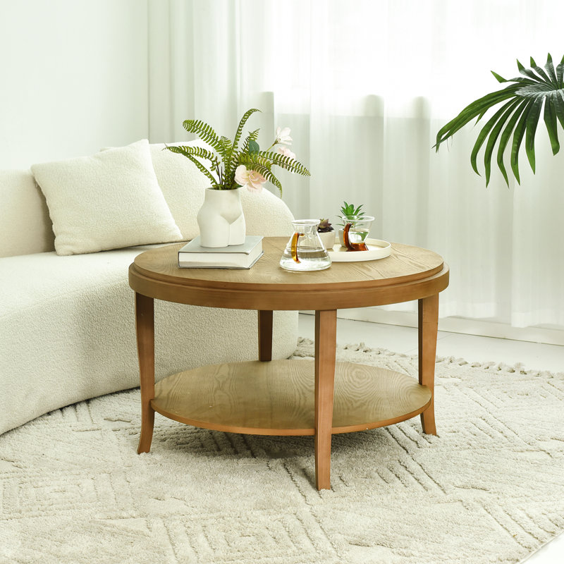 Table basse à 4 pieds avec tablette ouverte, Brun, Brun