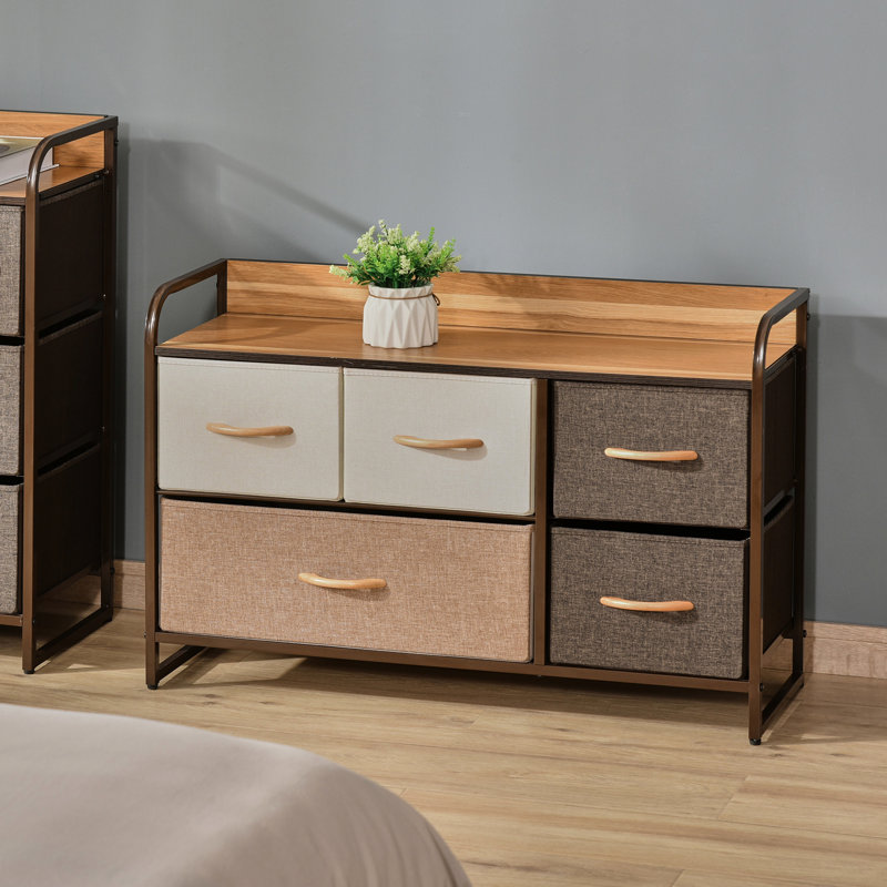 Commode 5 places pour chambre à coucher, avec coffre de rangement design et portable
