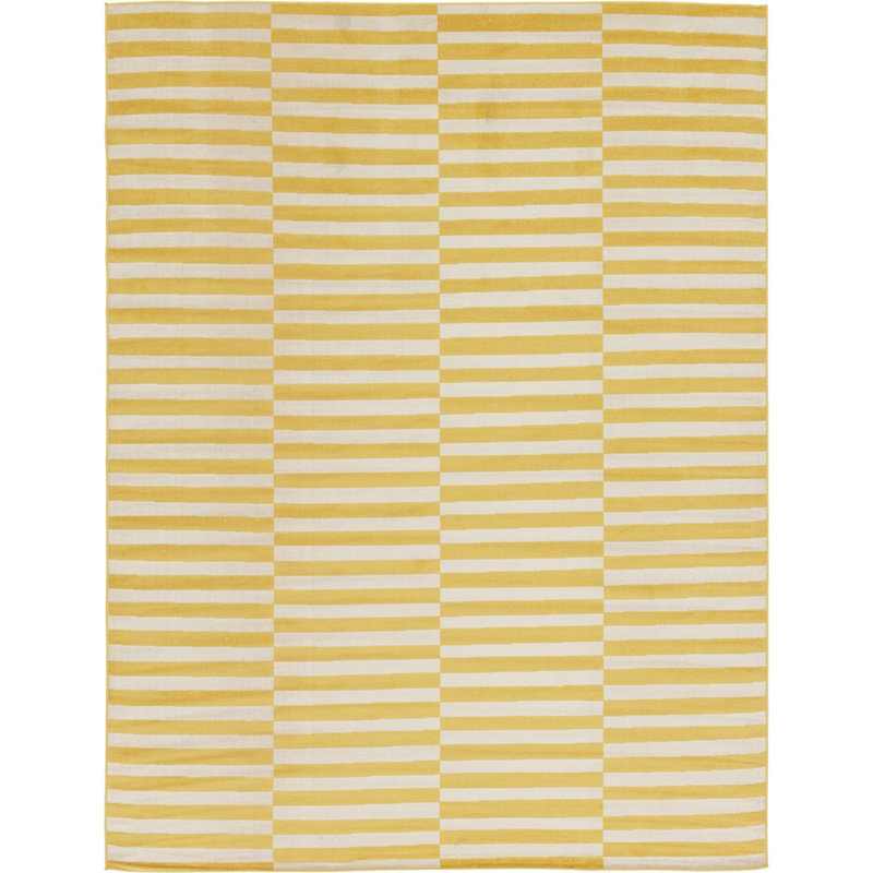 Tapis rayé ivoire / noir Arzilla, Rectangle 6 pi x 9 pi, Jaune