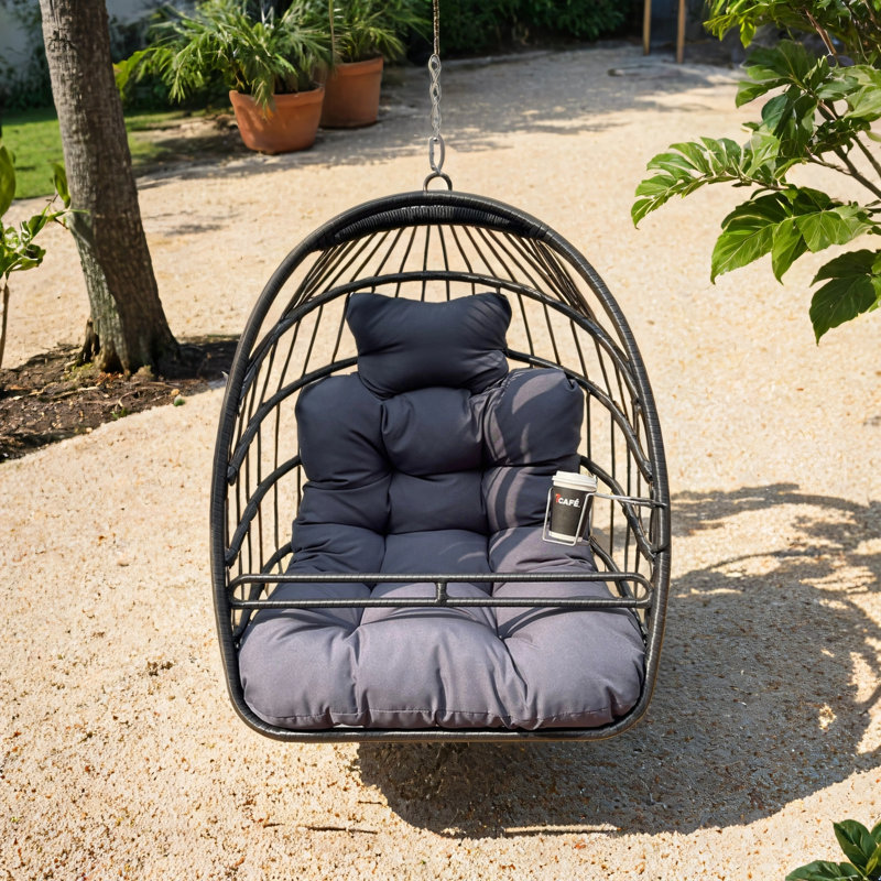 Chaise hamac pivotante sans support Swing, Bleu, Noir