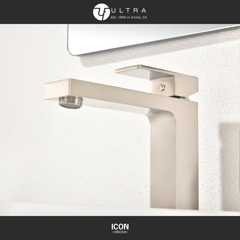 Icon Collection Single-Handle Deck-Mount Tall Vessel Lavatory Bathroom Sink Faucet - Brushed Nickel