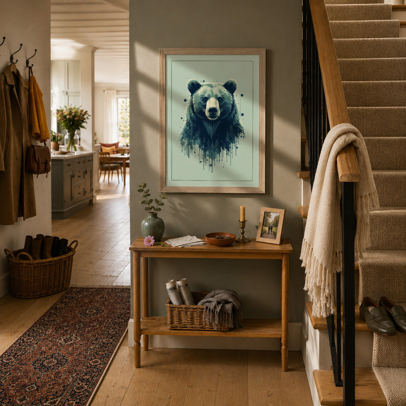 Bear in Abstraction Modern - Framed Print, Oak, A3 - 42.0 x 29.7 cm