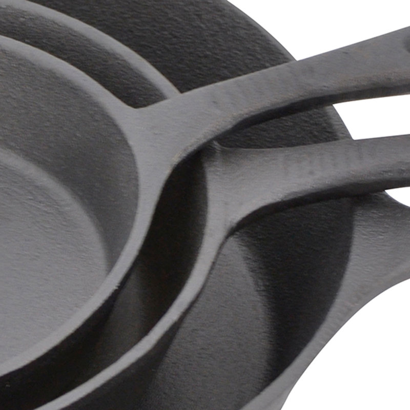Pre-Seasoned Black Cast Iron Fry Pan Set, 6", 8", 10"