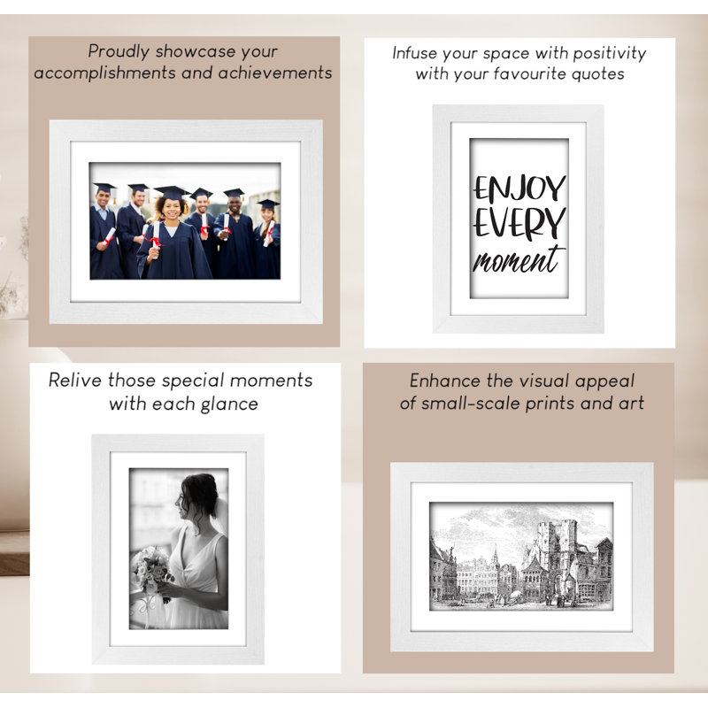 Picture Frame - Set of 6 with Mat, White