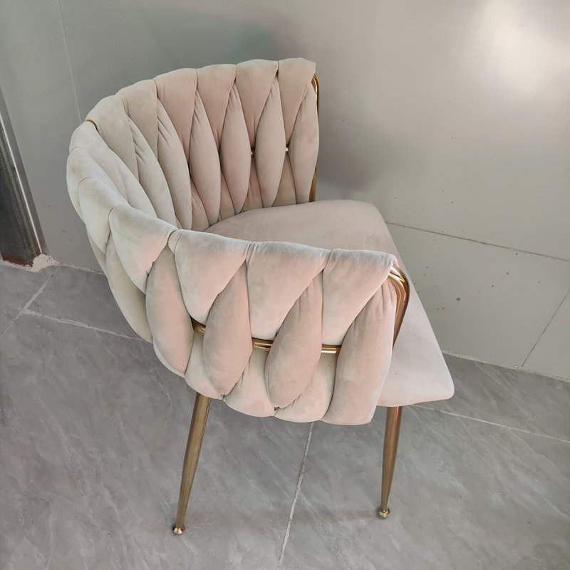 Velvet Upholstered Dining Chair, Beige