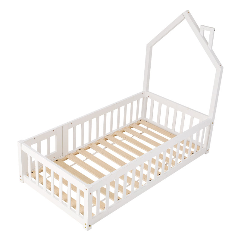 Pine Wood House-Shaped Bed Frame