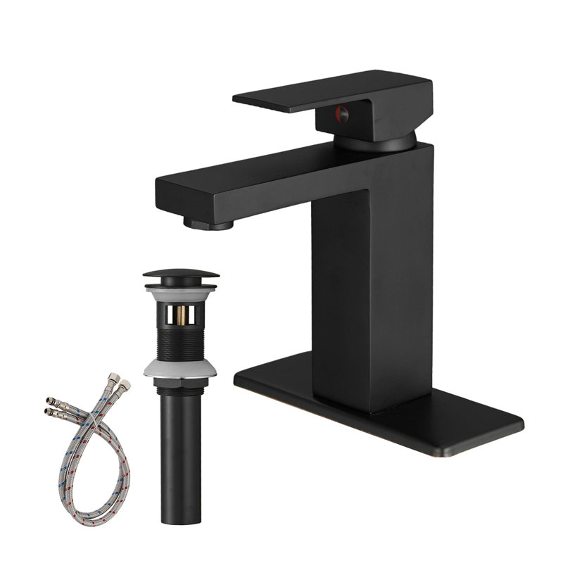 Single-Hole Single-handle Bathroom Faucet with Drain Assembly, Matte Black