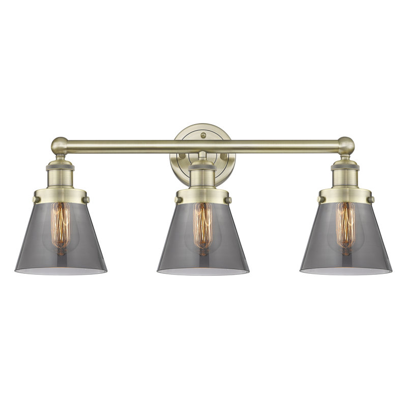 Annamary 3 - Light Dimmable Vanity Light, Plated Smoke, Antique Brass