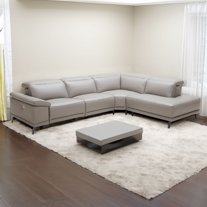 Canapé modulaire inclinable électrique en cuir 4 pièces Llerena