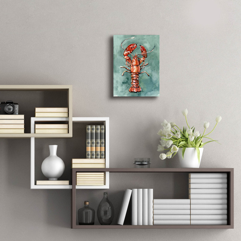  «Aquatic Lobster 2» par Emma Caroline, art mural en verre acrylique, 12 po x 16 po