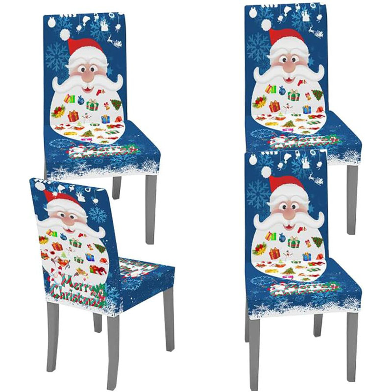 Housse de chaise de Noël 4 pièces, Bleu
