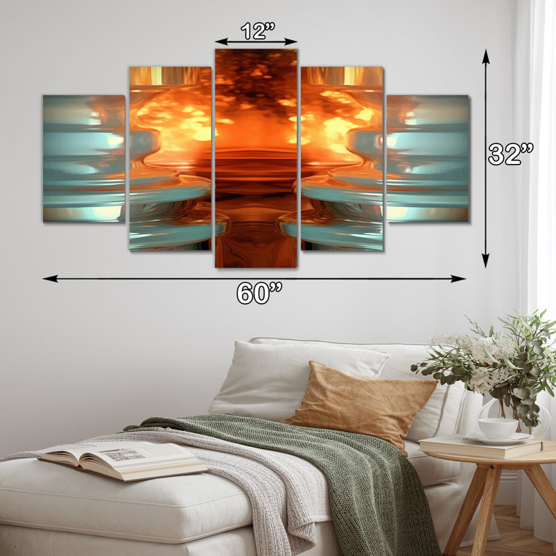 Ascencion univers surréaliste Rising Retro - art mural sur toile minimalisme - 5 panneaux