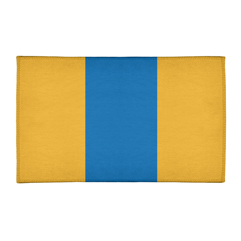 Tapis à rayures jaune/bleu/ardoise, Rectangle 3 pi x 5 pi