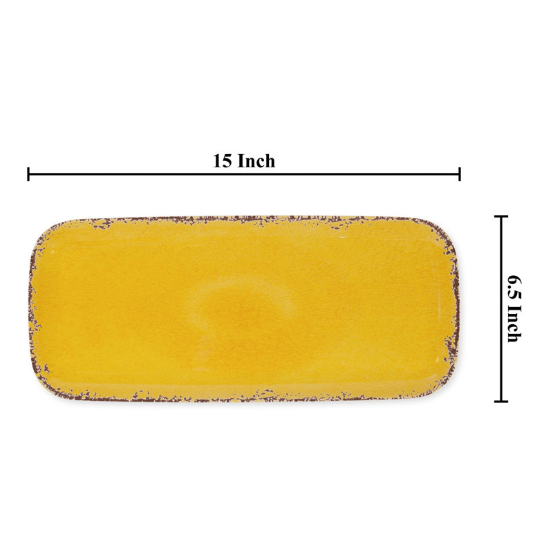 2-Piece Crackle 15" Tray, Yellow