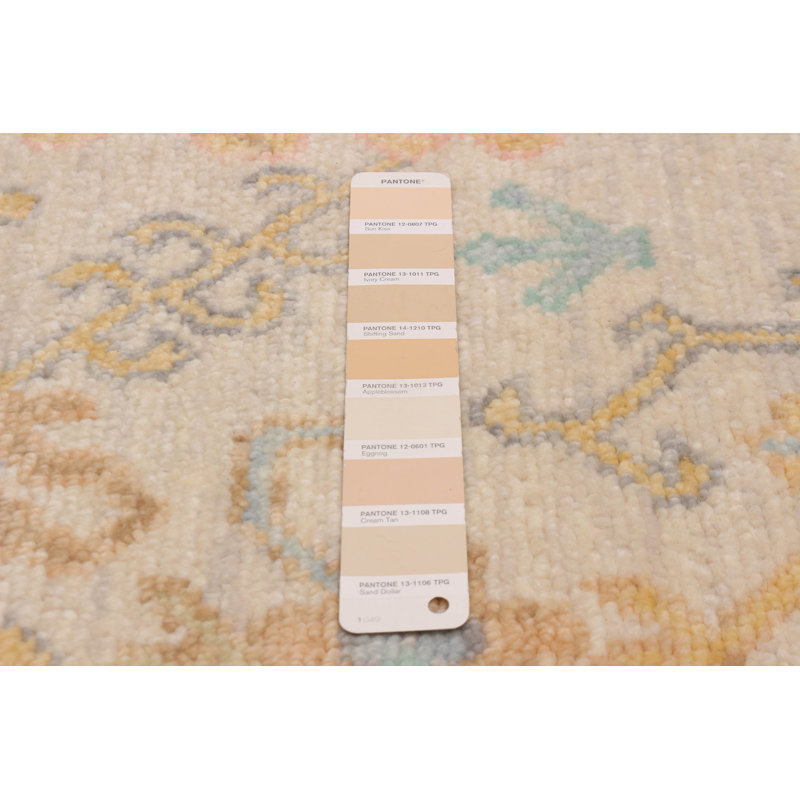 Tapis ivoire moderne noué à la main One Of Kind Oushak 10 pi 1 po x 14 pi 0 po