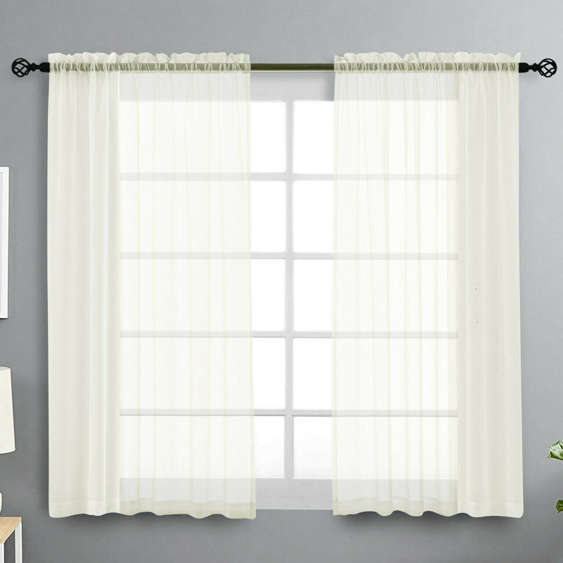Rideaux transparents avec passe-tringle Dima, Ivoire, l 52 po x L 63 po
