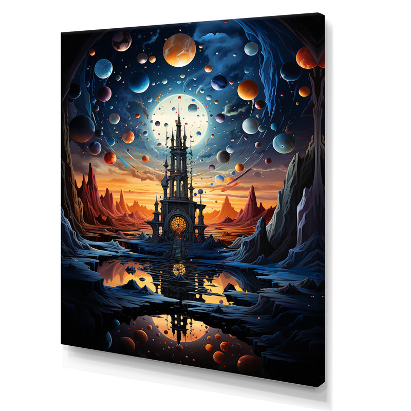 «Isleboro surrealism the cosmic» - Impression, H 40 po x l 30 po x P 1,5 po, Toile tendue