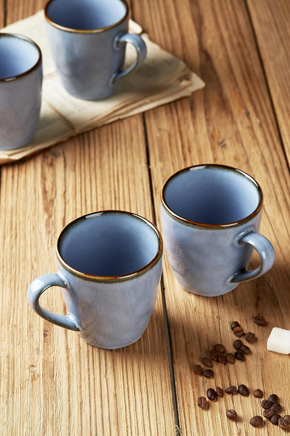Leny Round Stoneware Mug, Blue