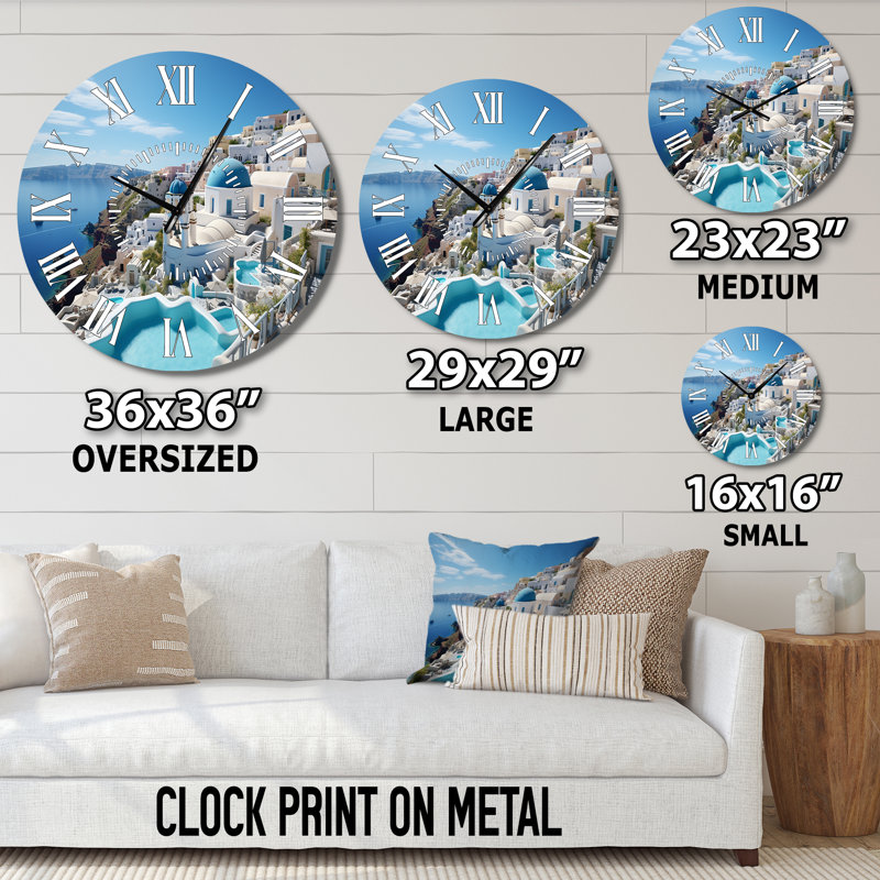 Grèce Grèce Santorini Dreams I - Horloge murale, Médium