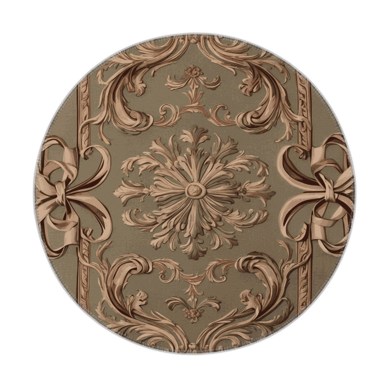 Tapis d'intérieur et d'extérieur brun français, Rond 5 pi