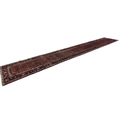 Tapis de couloir oriental tribal rouge 3 x 16 One-of-a-Kind