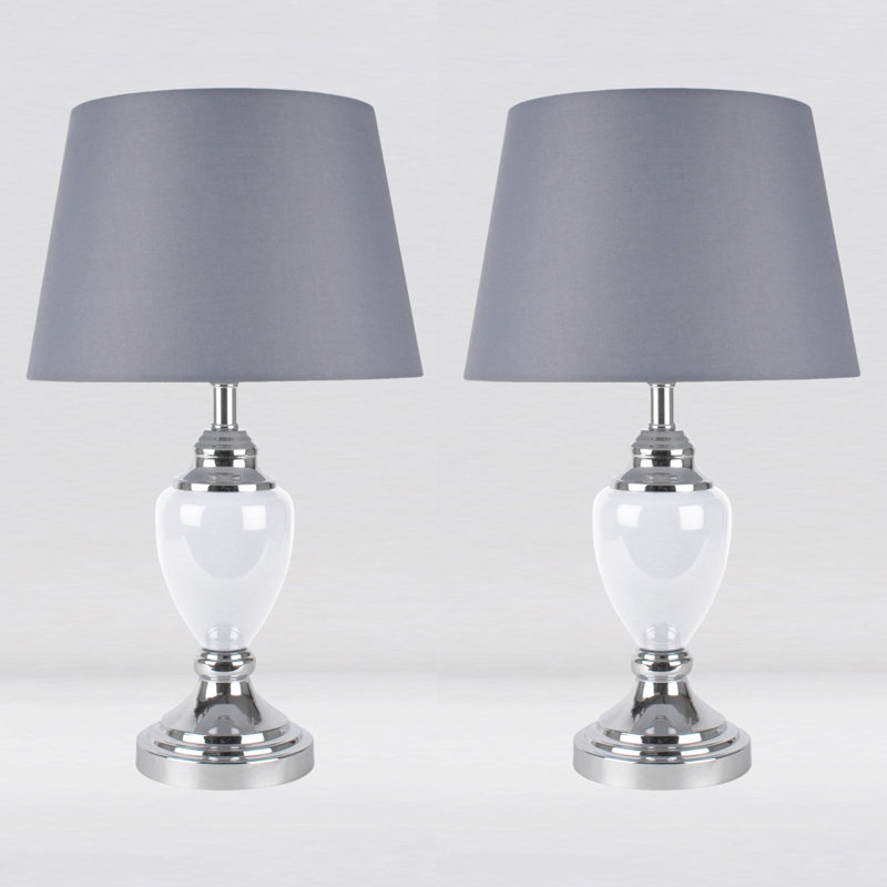 Sandin Metal Table Lamp, Polished Chrome/White, Grey