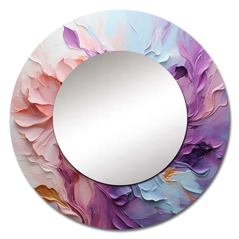 Whirling Dreamscape - Abstract Spirals Wall Mirror, Modern Round Decorative Mirror, Printed Metal Art, 29" x 29"