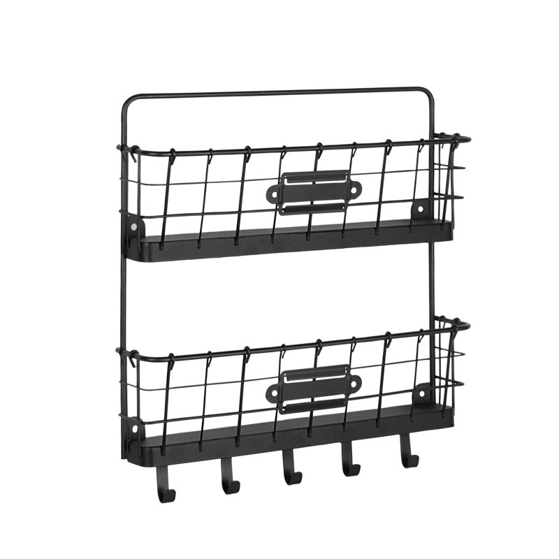 Porte-lettres à 2 niveaux avec paniers muraux Dickinson, Noir