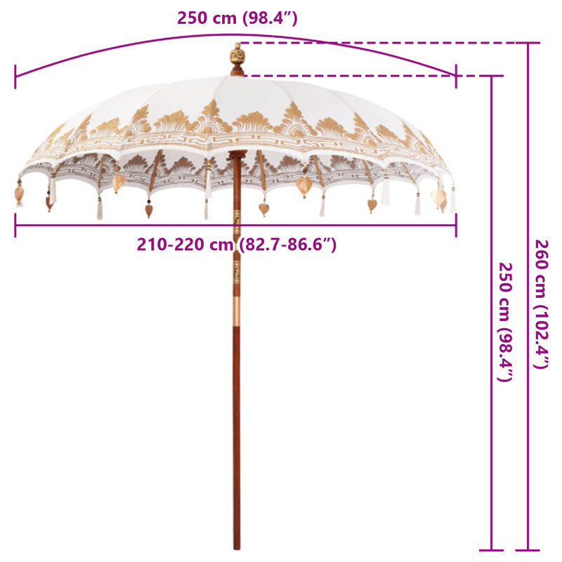 Beach Parasol, 260cm H x 215cm W x 215cm D, Cream Abstract
