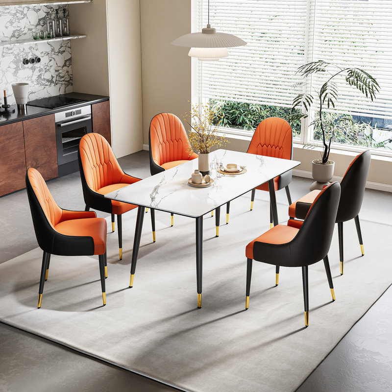 Rectangular 62.99'' L X 31.5'' W Dining Set, 7 Pieces: Table, 6 Chairs