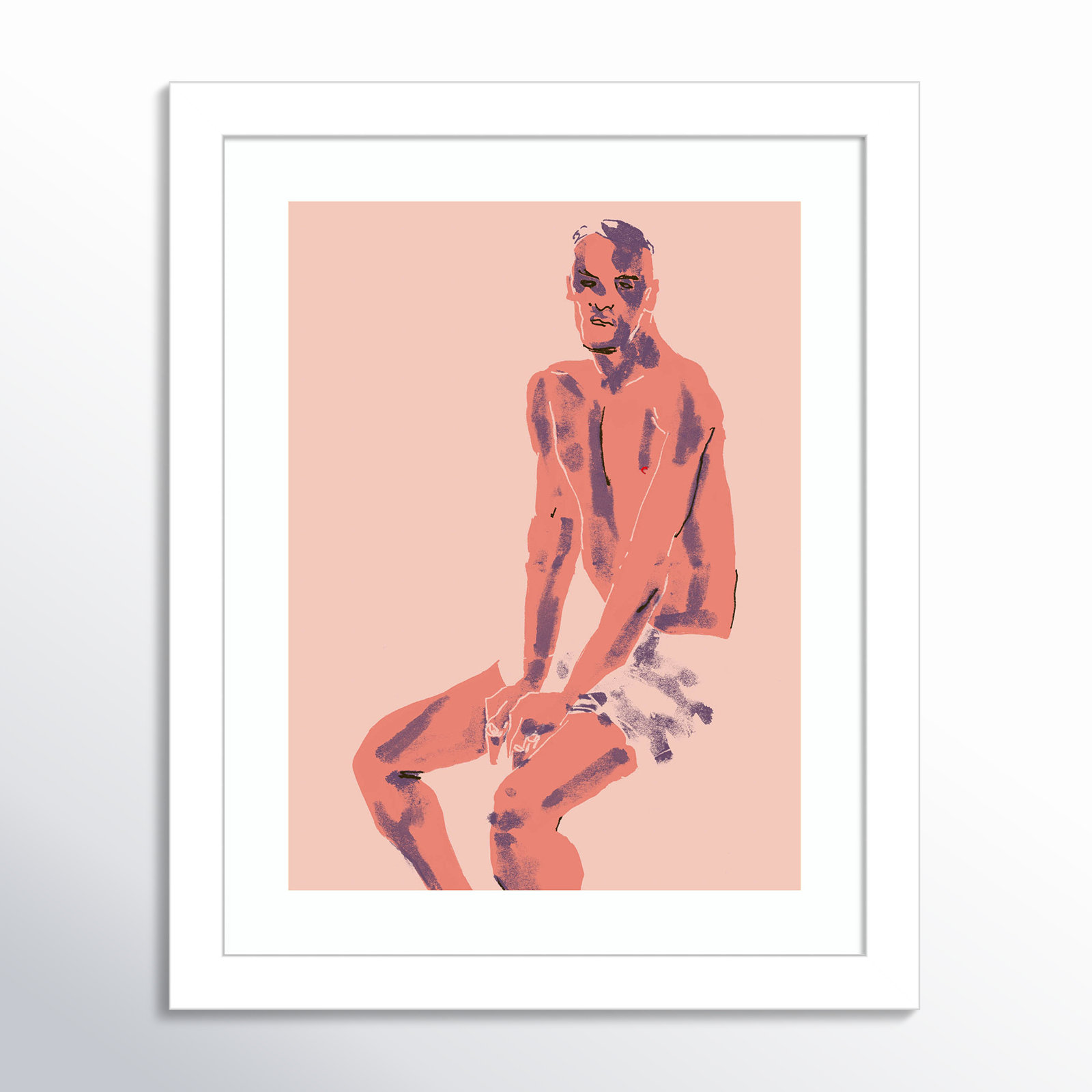 Olender "A Man Posing" Print, White, 13" H x 11" W