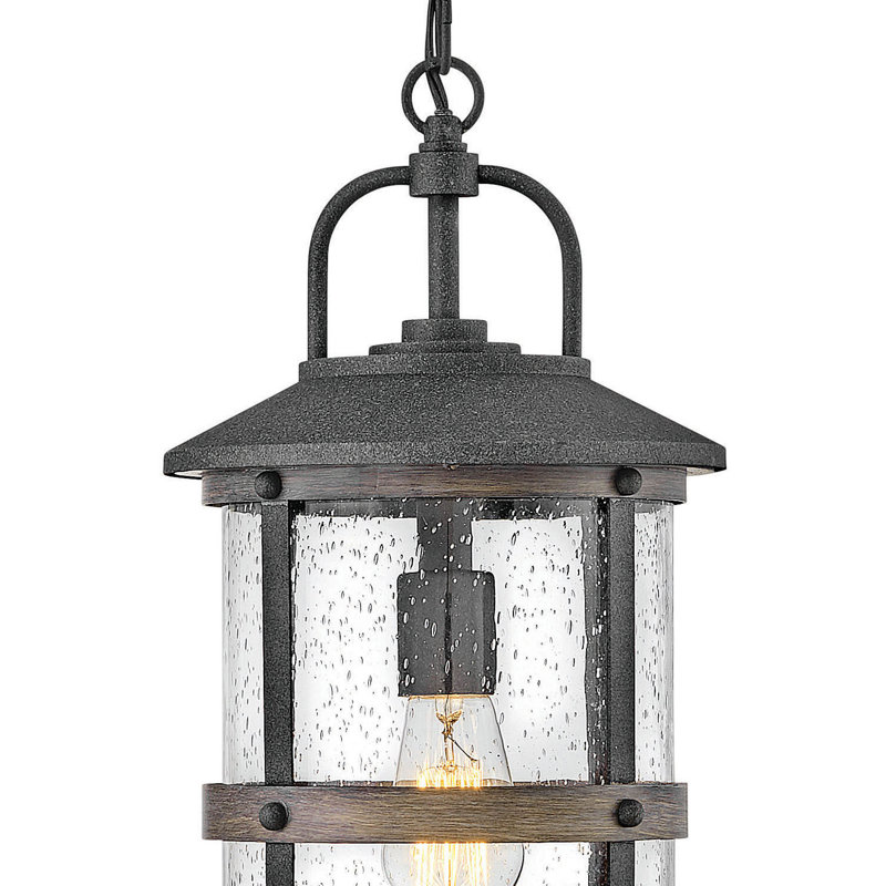 Lakehouse 1 -Bulb 17.75" H Outdoor Hanging Lantern, Aged Zinc