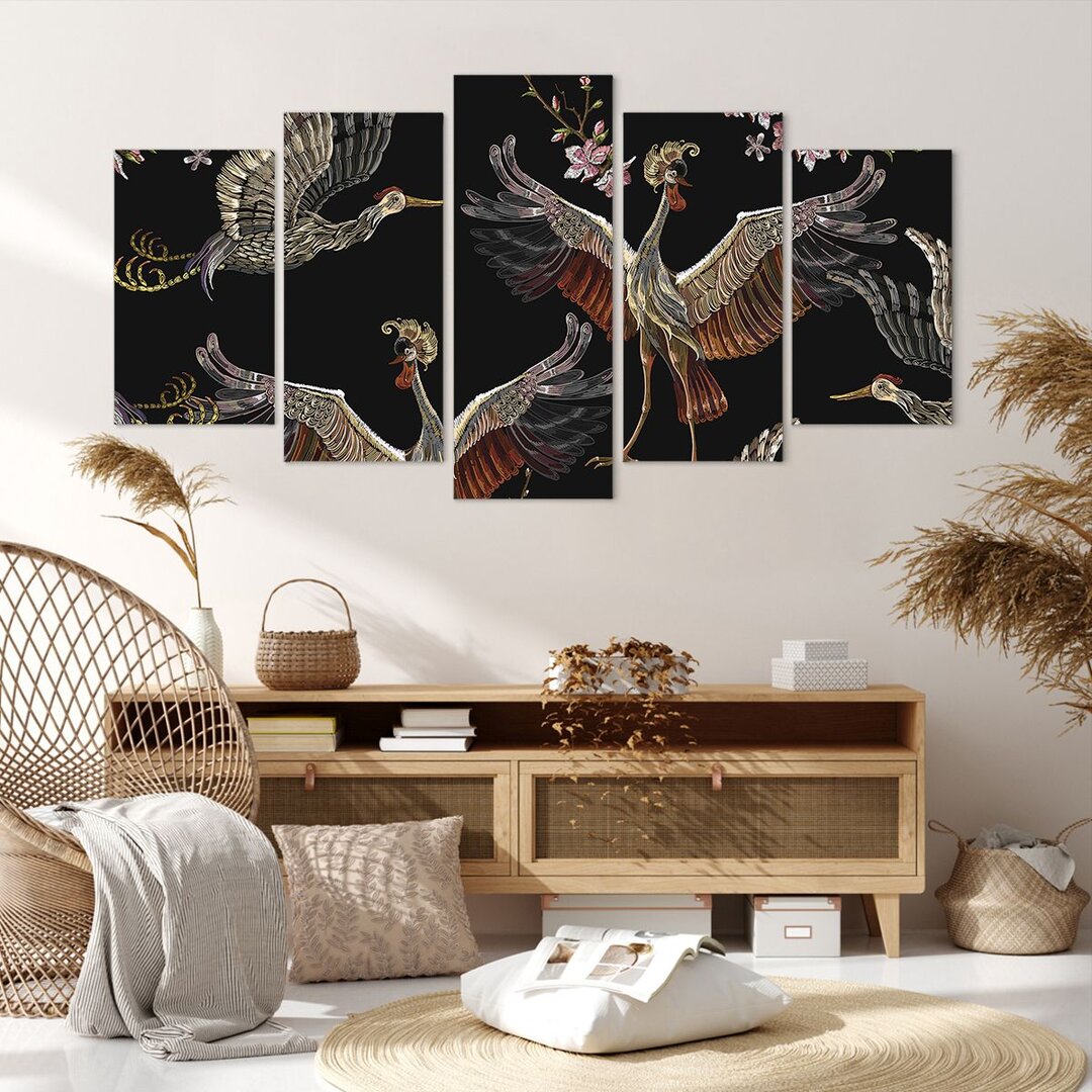 5-tlg. Leinwandbilder-Set Asian Birds Ornate