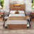 Farmhouse Bed Frame With Double Barn Door Storage Headboard Rustic Wooden Bed With 4 Drawers And Led Lights-903829569-872448972