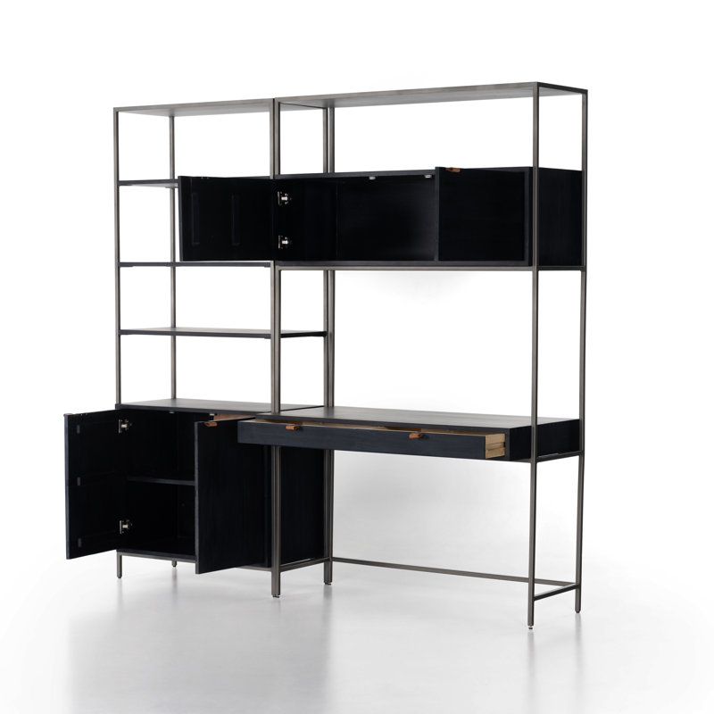 Trey Modular Bookcase Wall Desk, Black