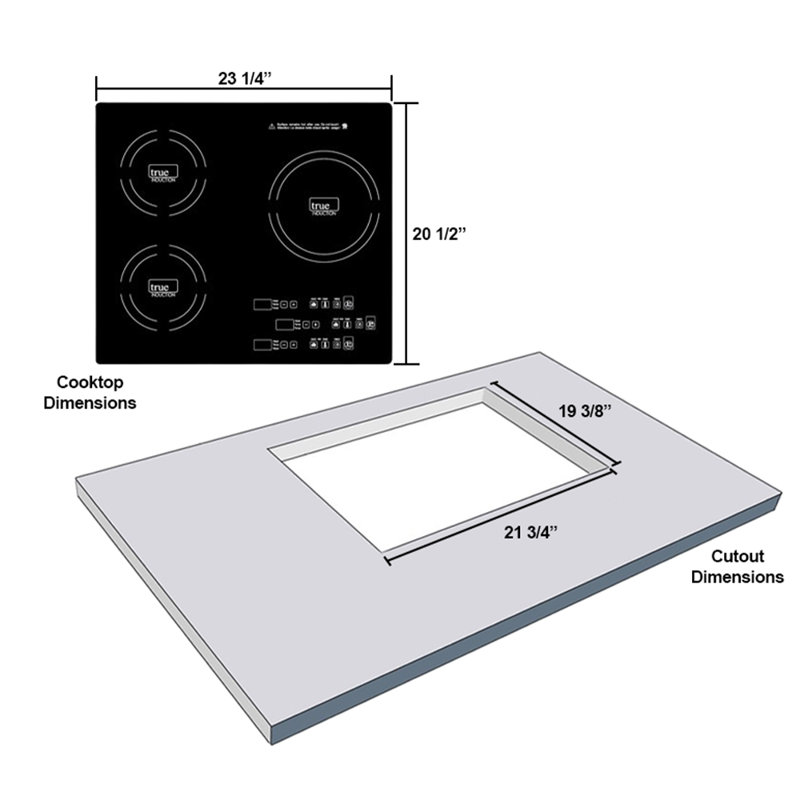 Plaque de cuisson à induction 3 brûleurs True Induction TI-3B 24 po, certifiée UL858, 3300 W