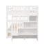 Lit superposé blanc pour chambre double avec escalier, lit gigogne simple et tablettes de rangement-776797413