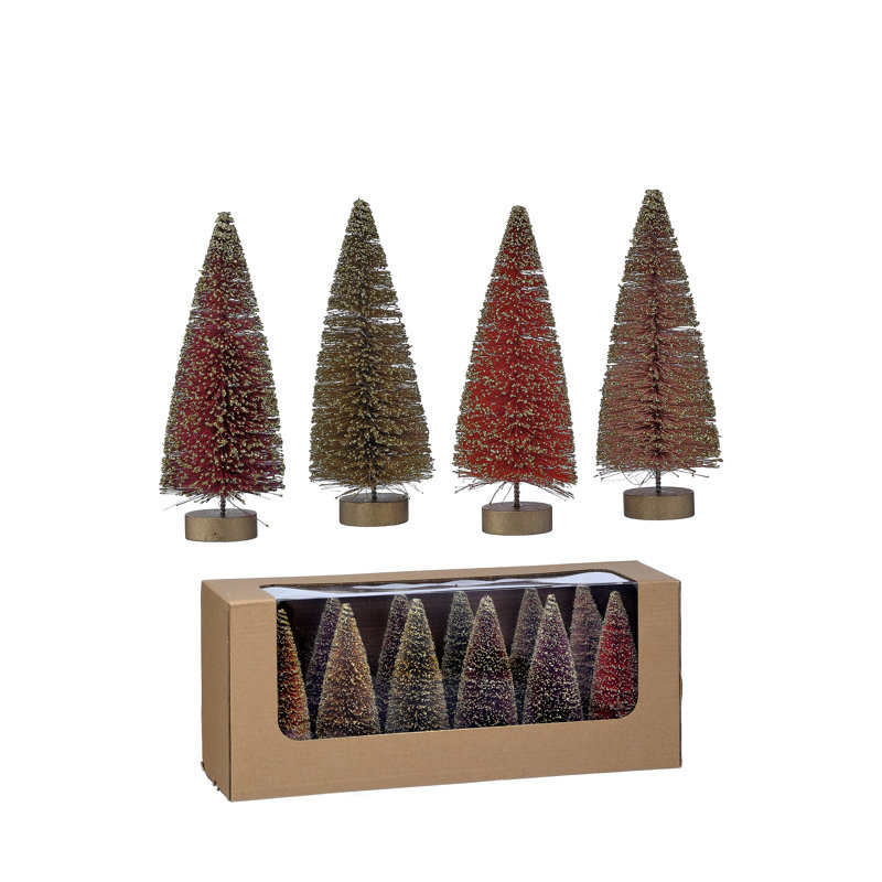 Boîte de 13 arbres en sisal rétro, Bourgogne / Doré