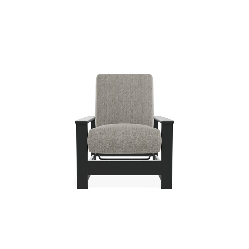 Leeward Marine Grade Polymer Deep Seating Cushion Arm Chair with Hidden Motion, Graphite, Thatch Ash