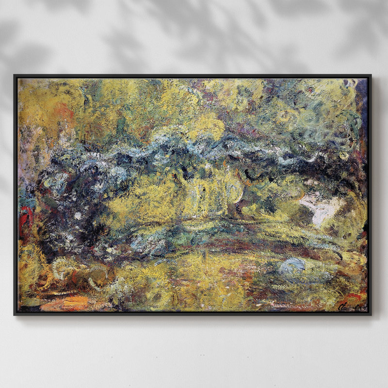Le pont japonais sur une impression sur toile encadrée, H 27 po x l 41 po x P 2 po, Noir