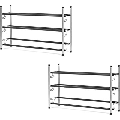 Étagère à chaussures extensible USTECH, étagère à chaussures ajustable à 2 niveaux, étagère à chaussures autoportante réglable en métal, étagère à chaussures en acier allié réglable (3 unités, 2 unités)