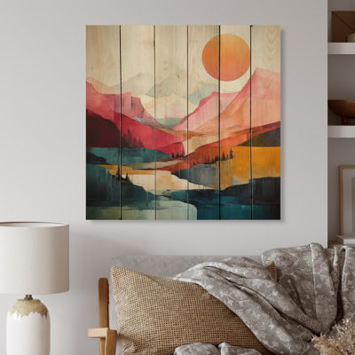 «Jasin Pastel Bold Sunset Landscape IV», reproduction sur bois